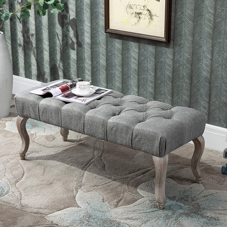 Grey upholstered deals bench